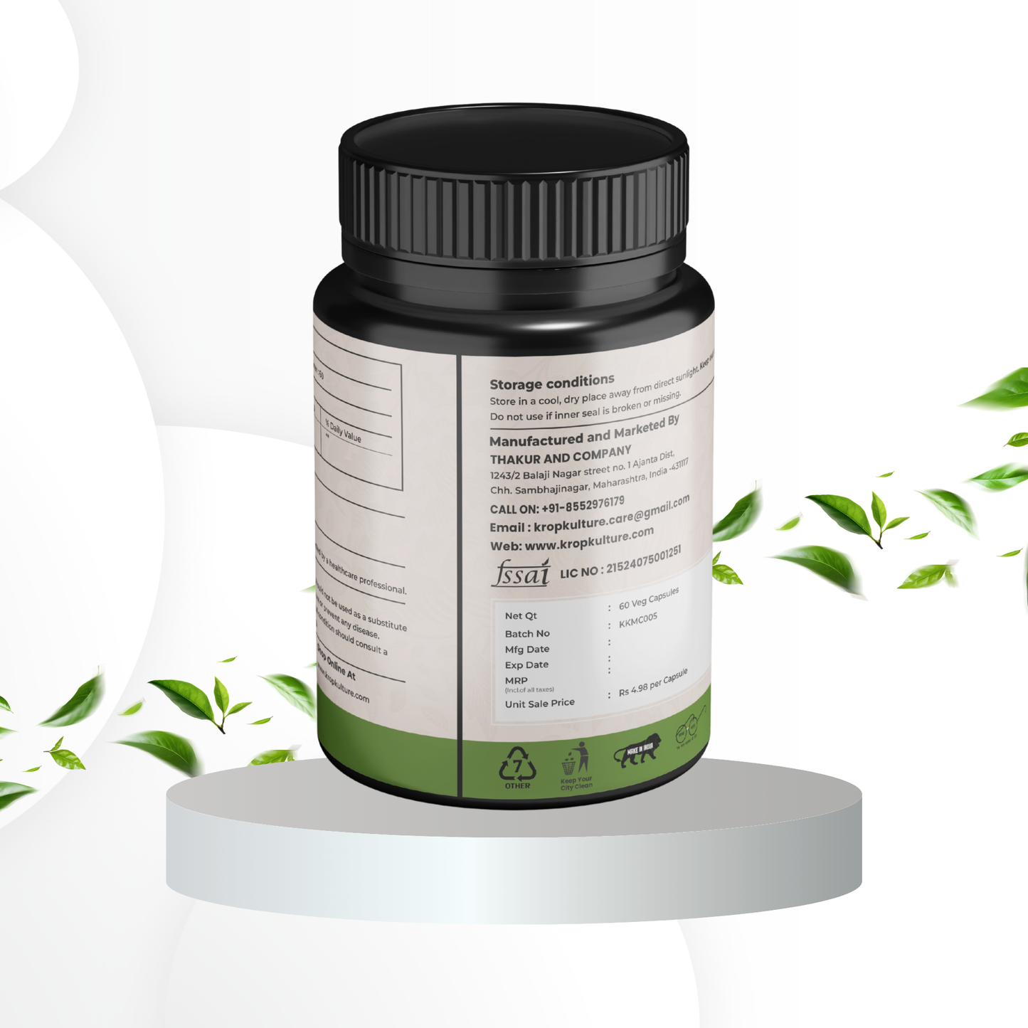 Krop Kulture Natural Moringa Capsules 60 veg capsules