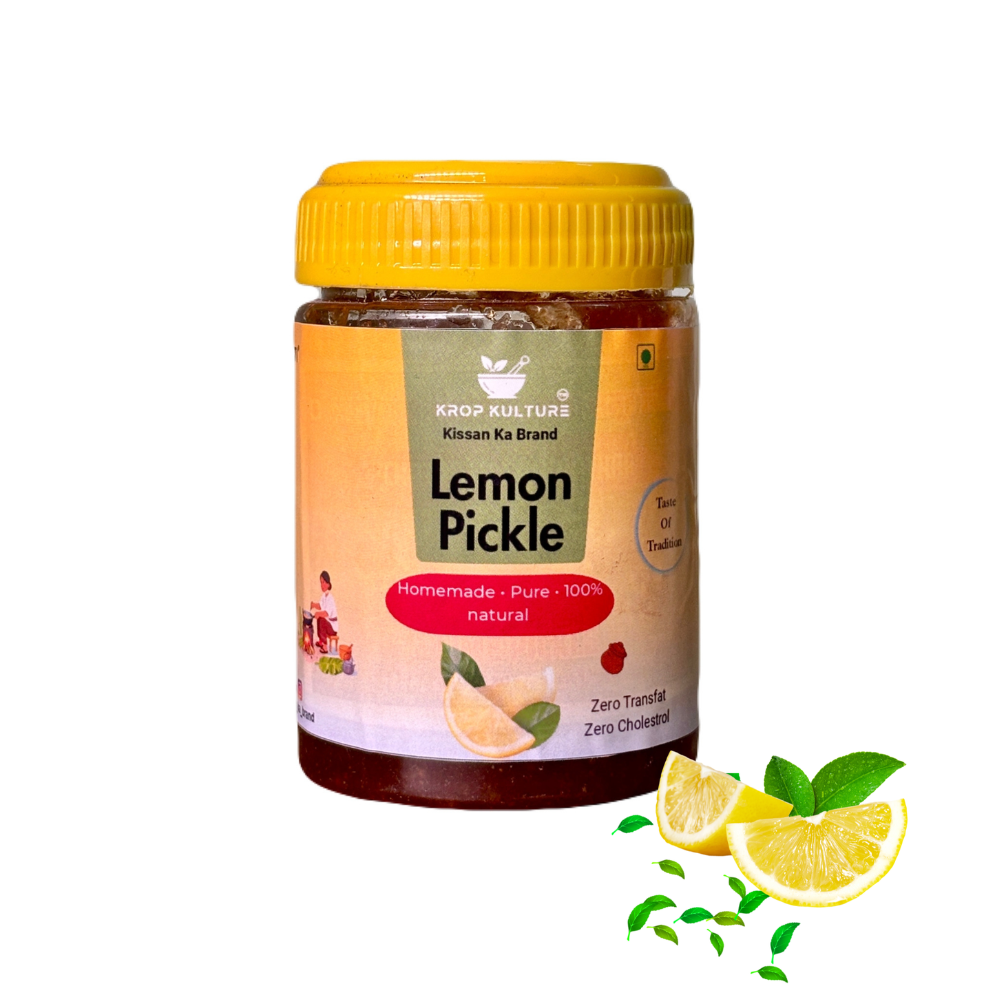 Krop Kulture Organic Lemon Pickle Healthy and Tasty Nimbu Achar 250gm (Pack Of 2 = 500gm)
